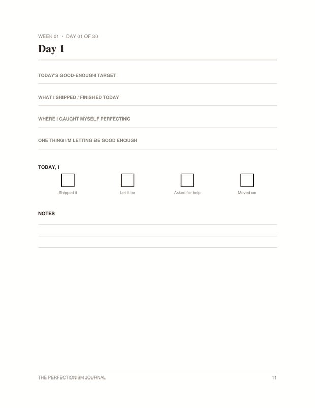 A second page from the free perfectionism sample