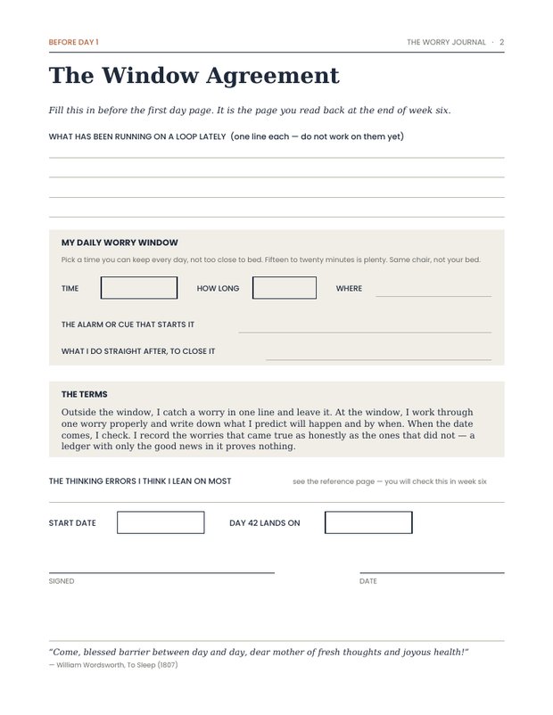 A page from the free worry sample