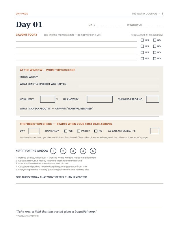 A second page from the free worry sample