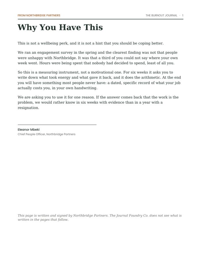 The welcome letter page