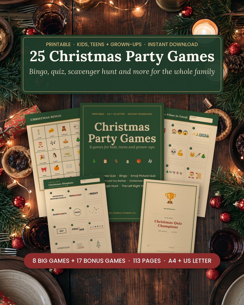 25 printable Christmas party games