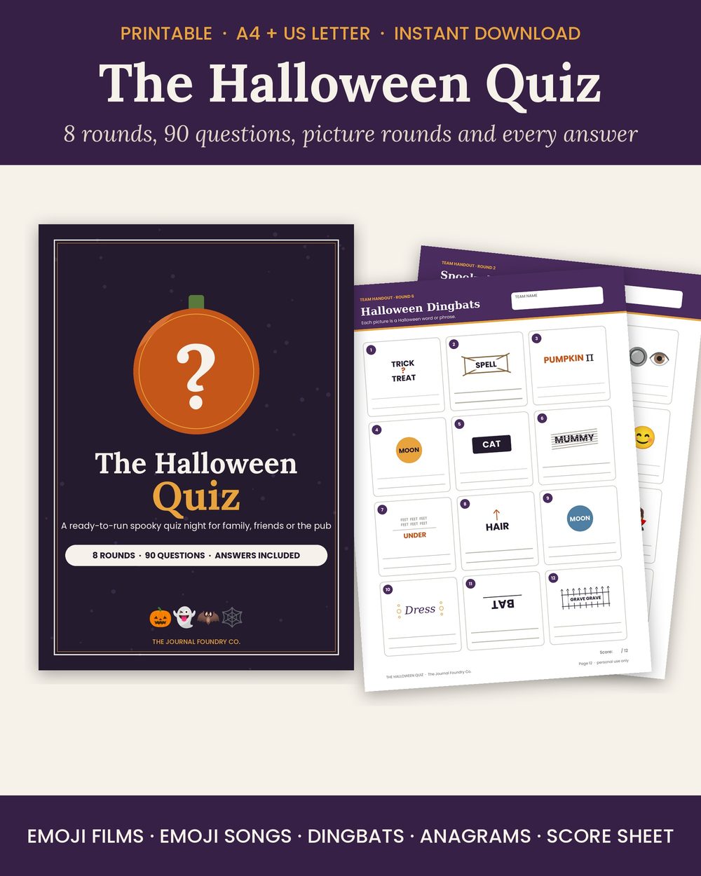 The Halloween Quiz: printable quiz night with picture rounds and answers