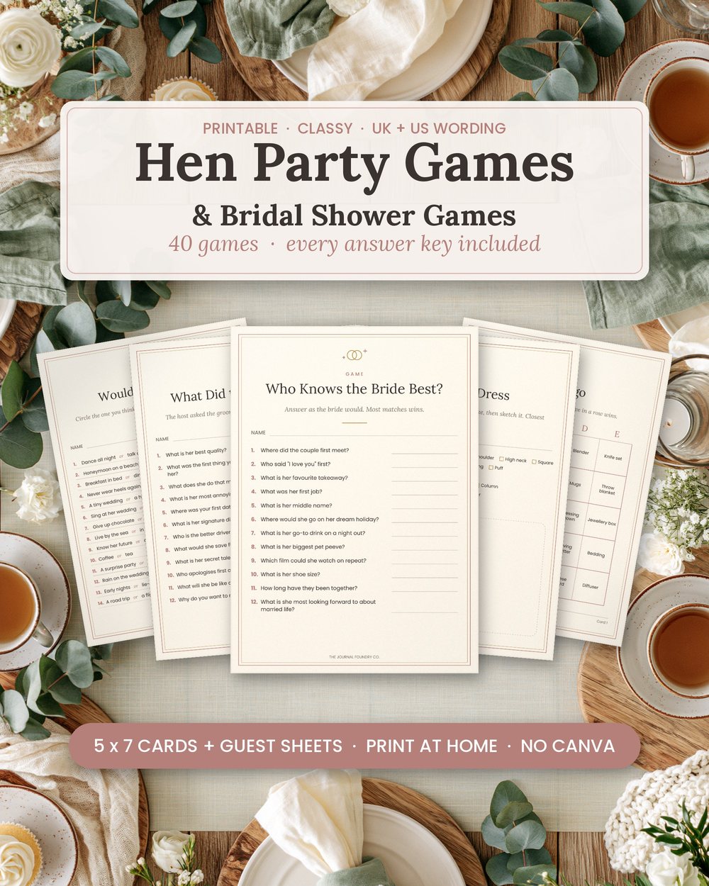 40 printable hen party games